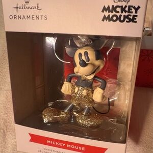 2025 Hallmark Christmas Ornament - VTG Style - Disney Glitter Gold Mickey Mouse